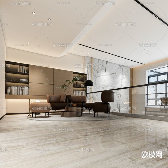 别墅休息区 娱乐区 阅读区3d模型下载(渲染图1)