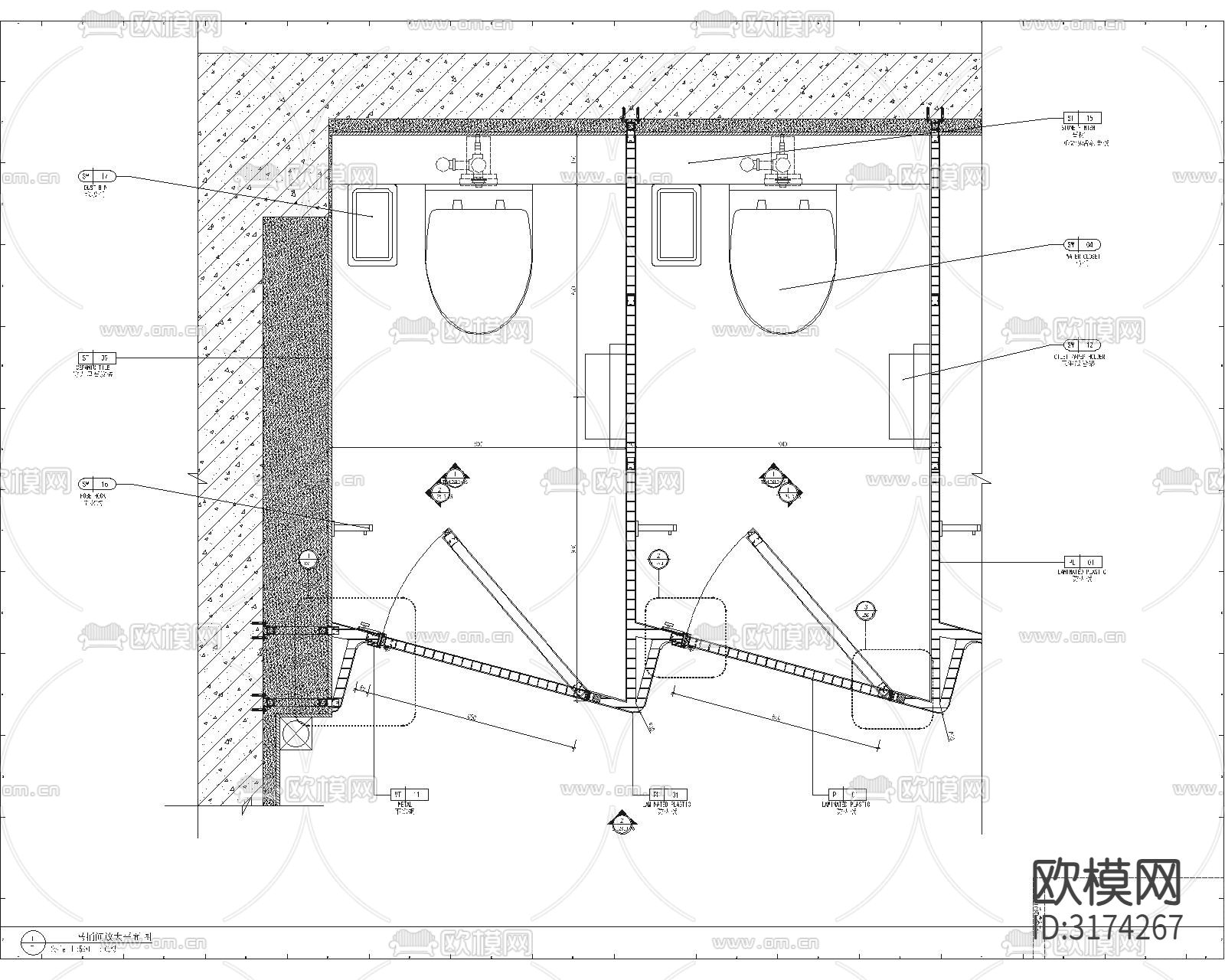马桶间大样图下载（渲染图2）