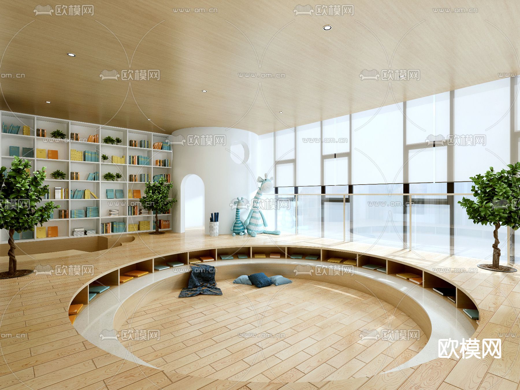 现代阅读室 图书馆3d模型下载