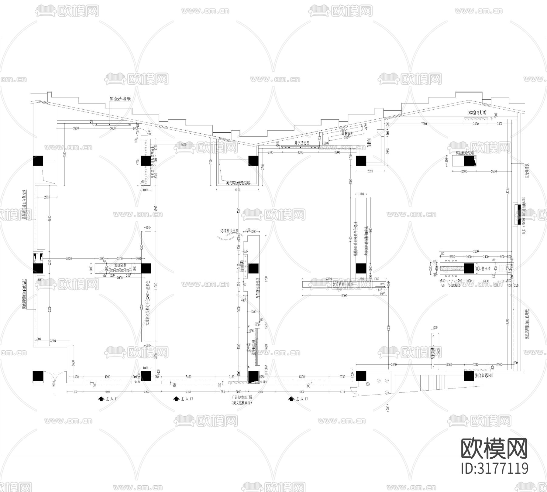 佛山楷模专卖店cad平面图下载（渲染图3）