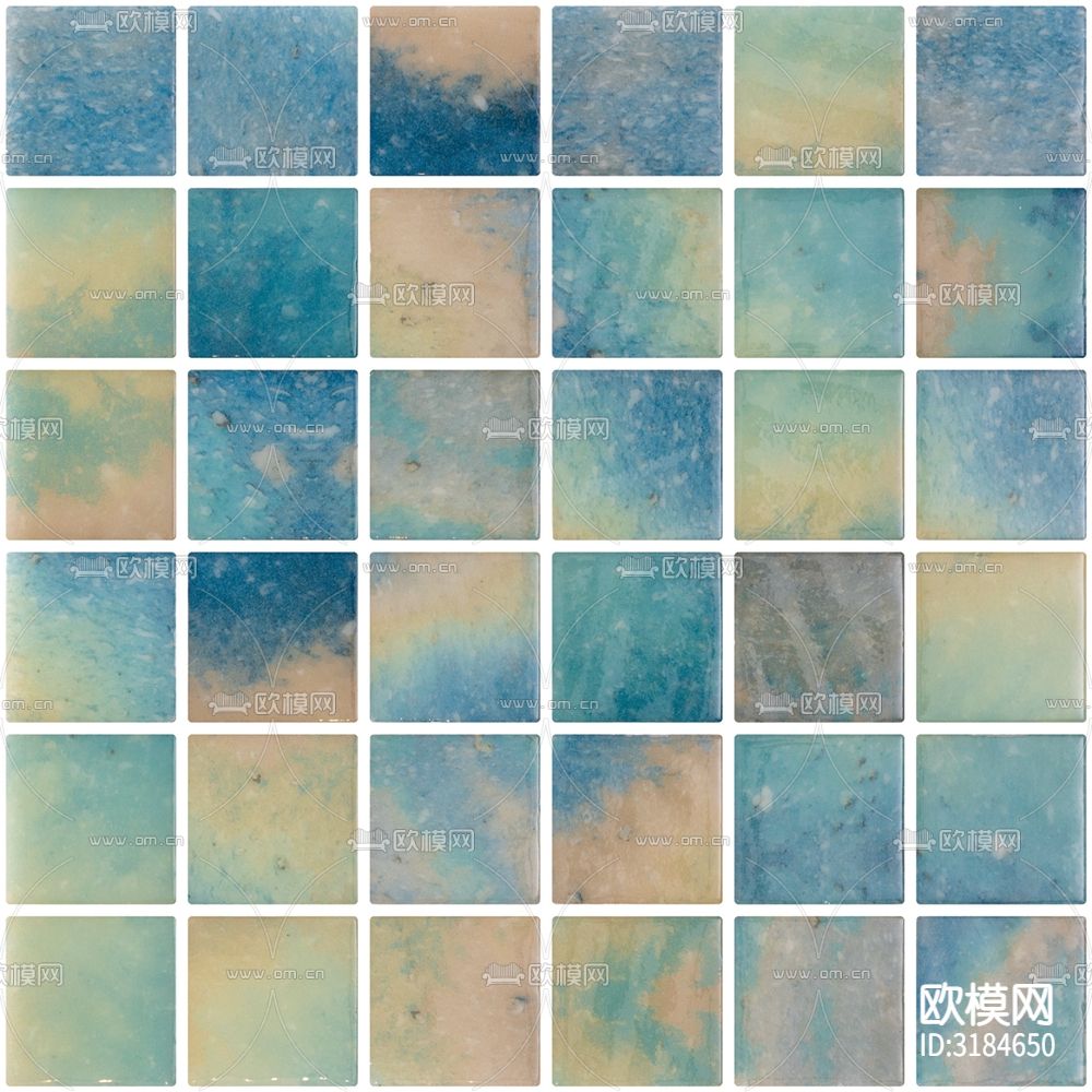 马赛克炫彩泳池 马赛克墙面贴图下载（渲染图1）