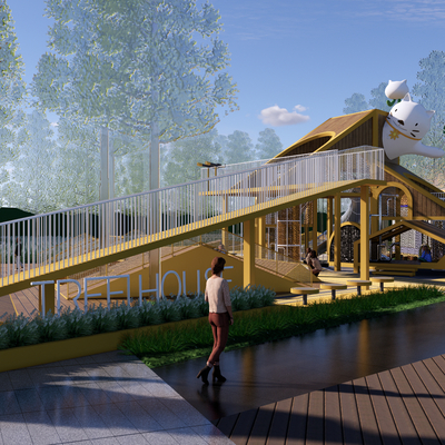  现代儿童活动场地su模型 