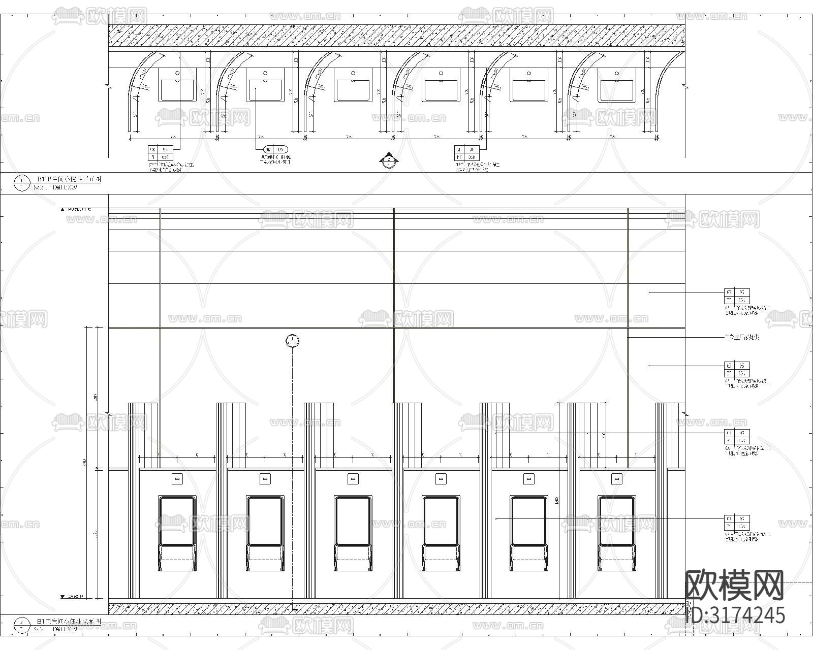 男卫生间小便斗大样图下载（渲染图1）