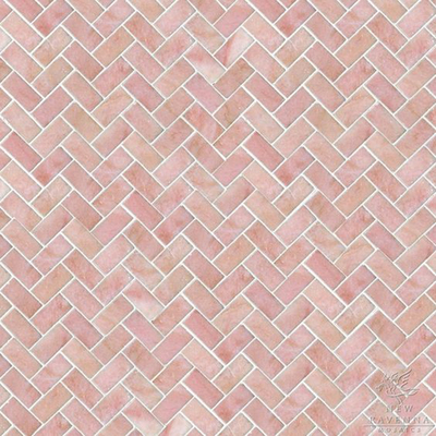  浅红色人字砖地面铺装 