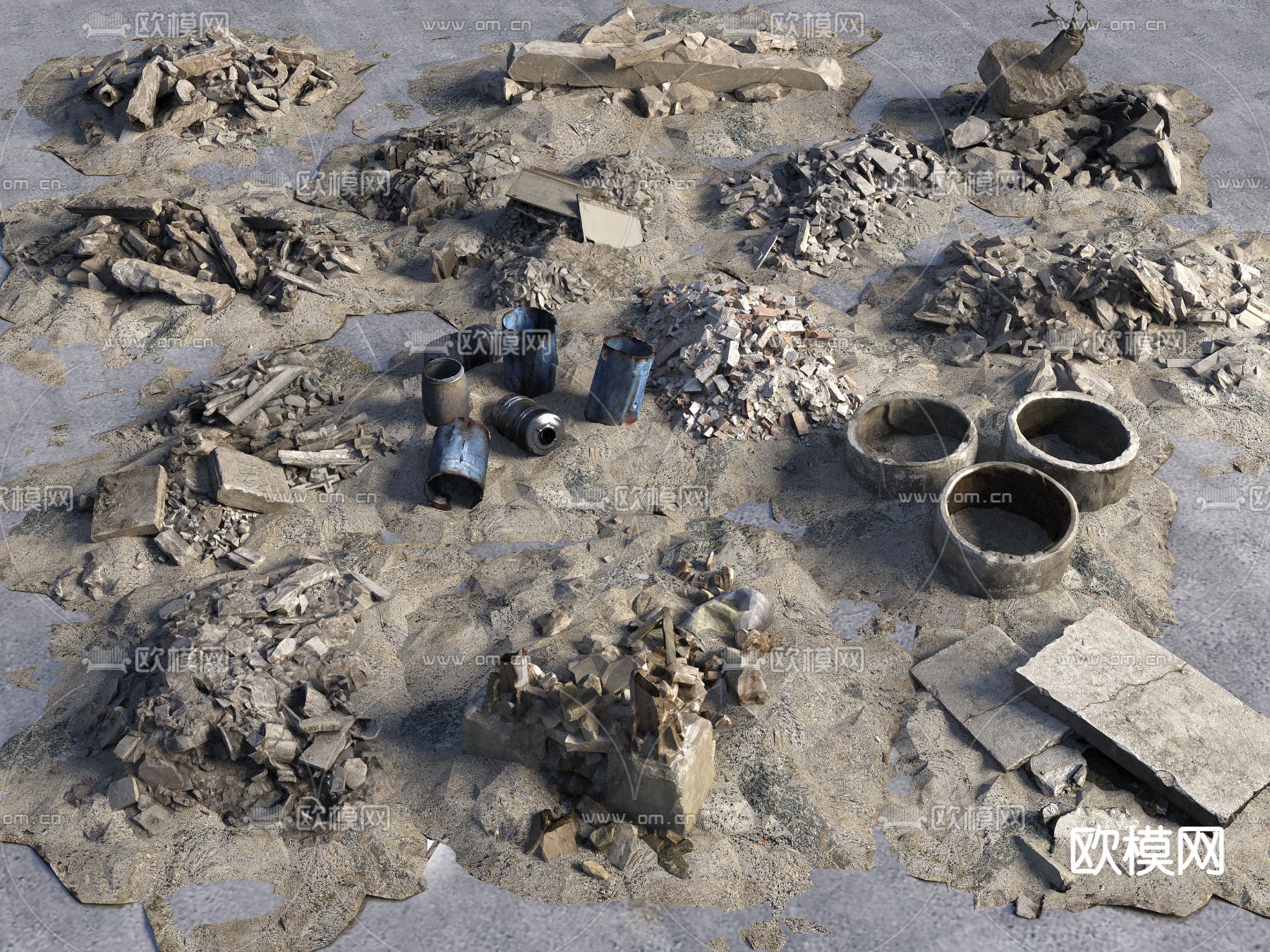 废墟石头 建筑废墟3d模型下载