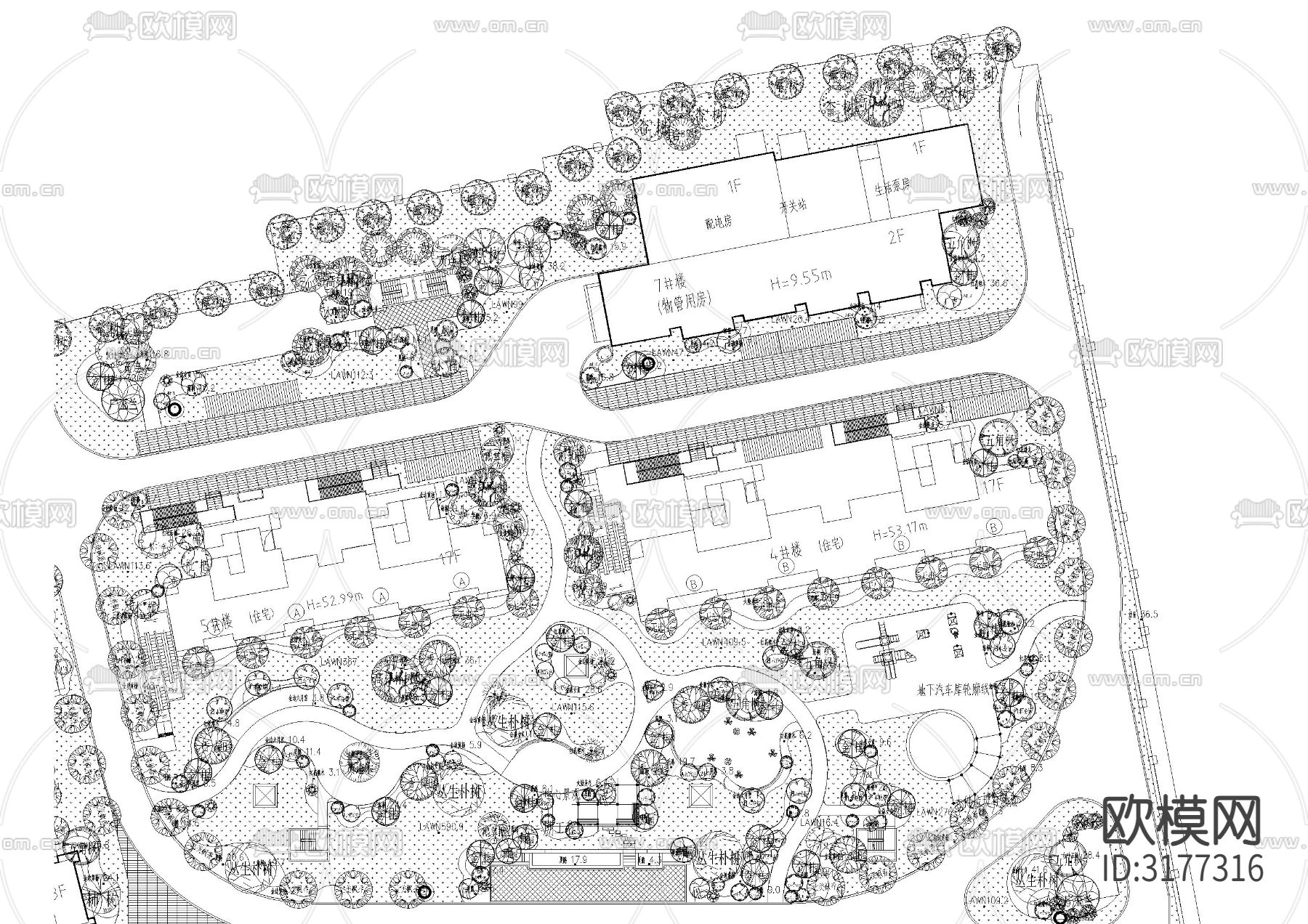 植物搭配小景CAD施工图下载（渲染图4）