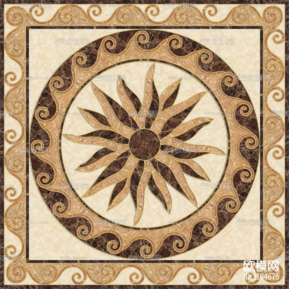 欧式拼花地砖瓷砖贴图下载（渲染图7）