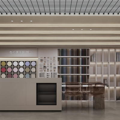  现代材料展厅 色板展示柜su模型 