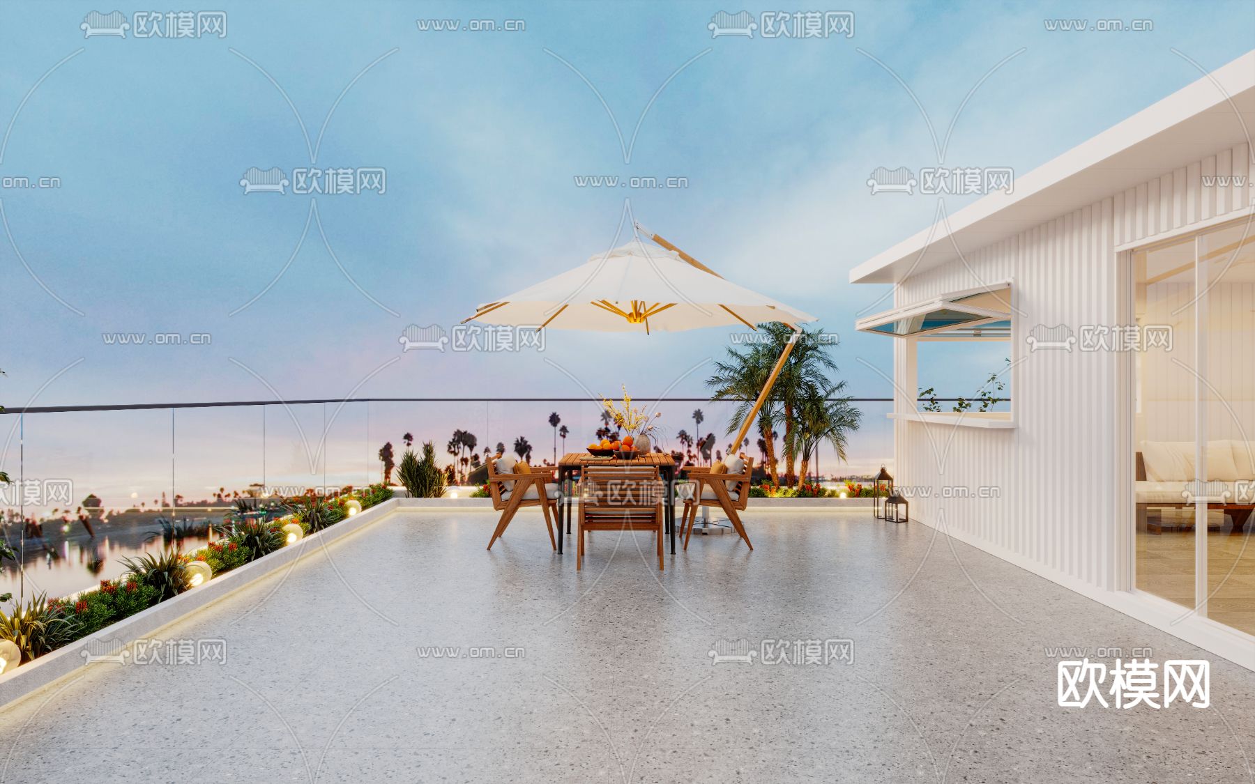 现代阳台 露台 屋顶花园3d模型下载