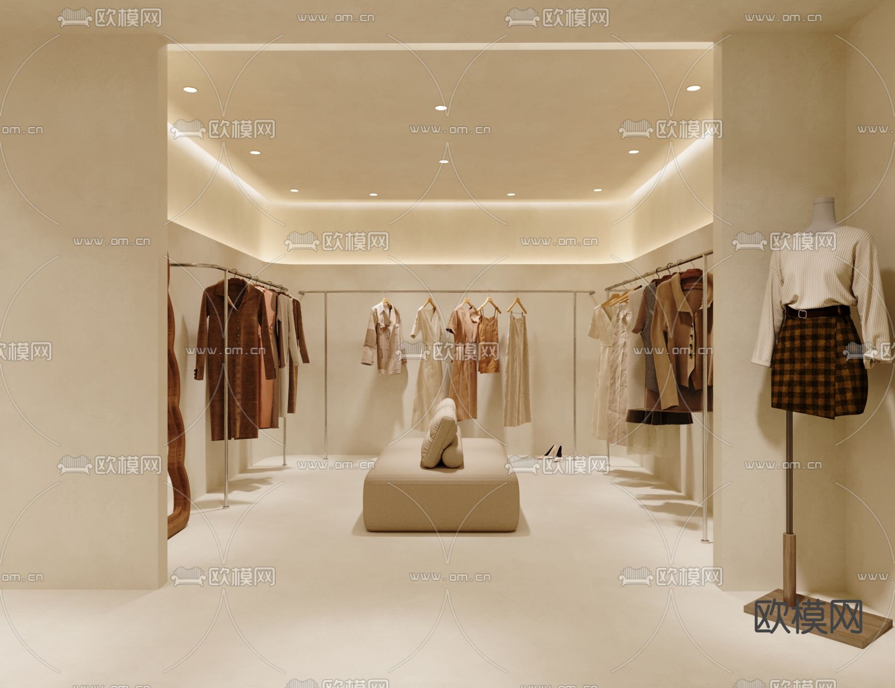 侘寂专卖店 服装店3d模型下载（渲染图1）