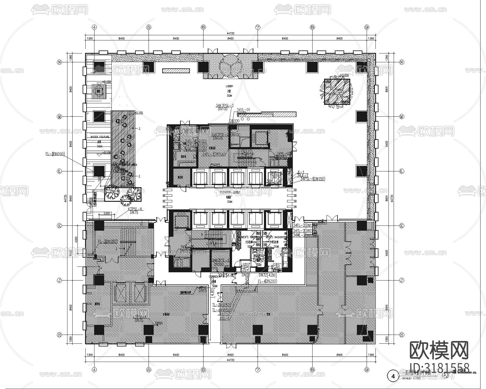 某办公楼空调图 电气图 给排水图下载（渲染图7）