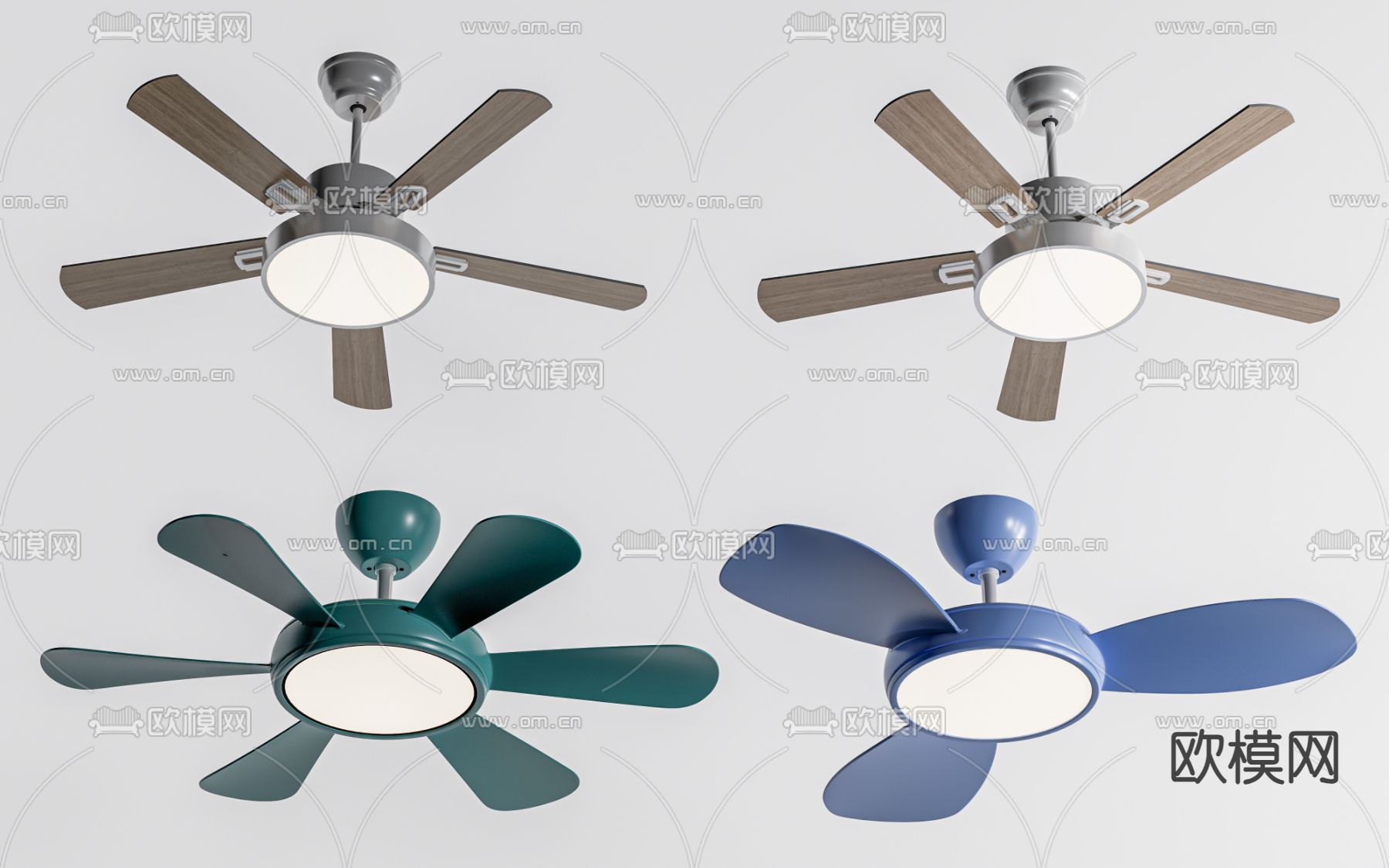 吊扇灯 吊扇 电风扇su模型下载（渲染图2）