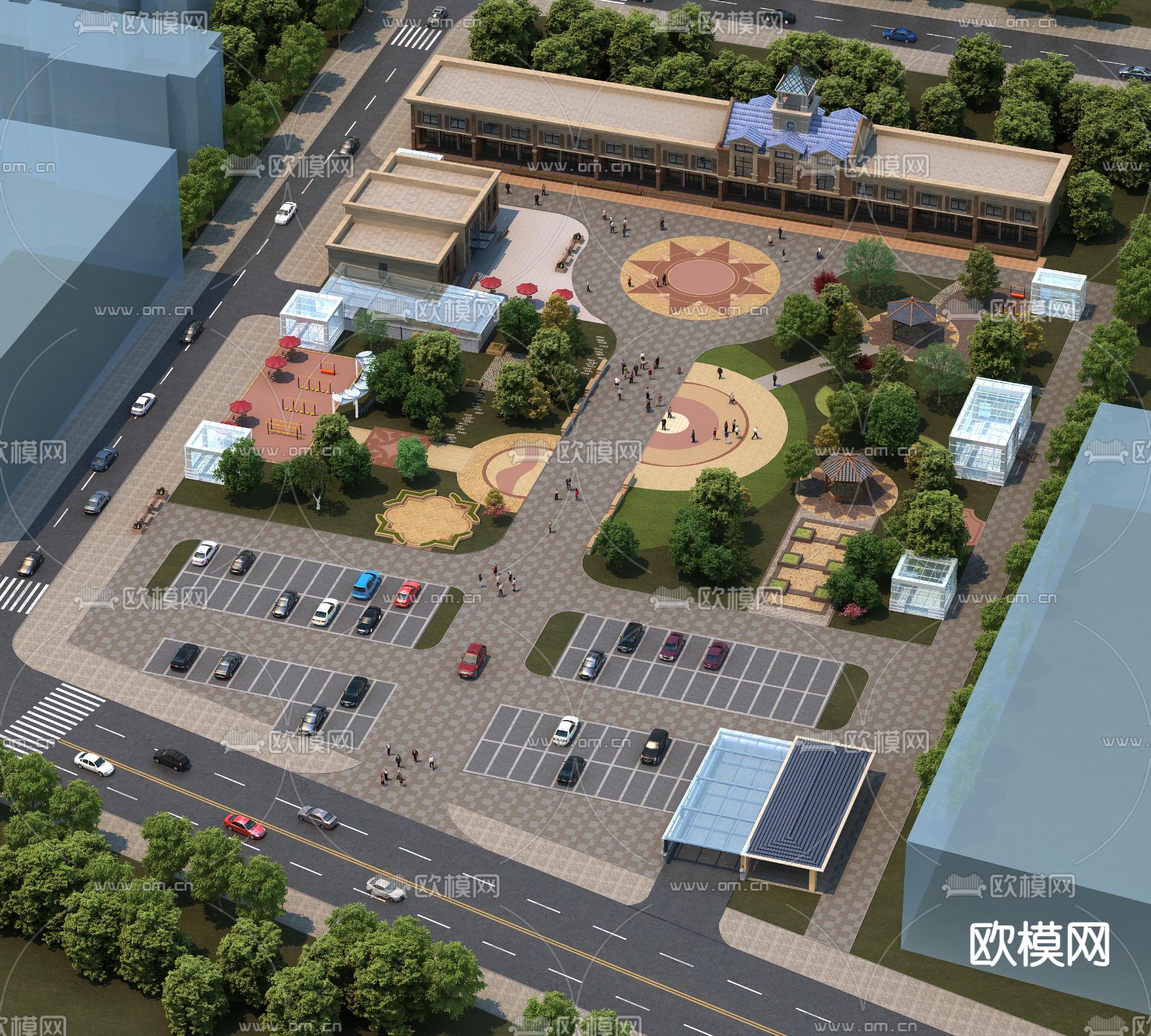 欧式地下车库出入口3d模型下载