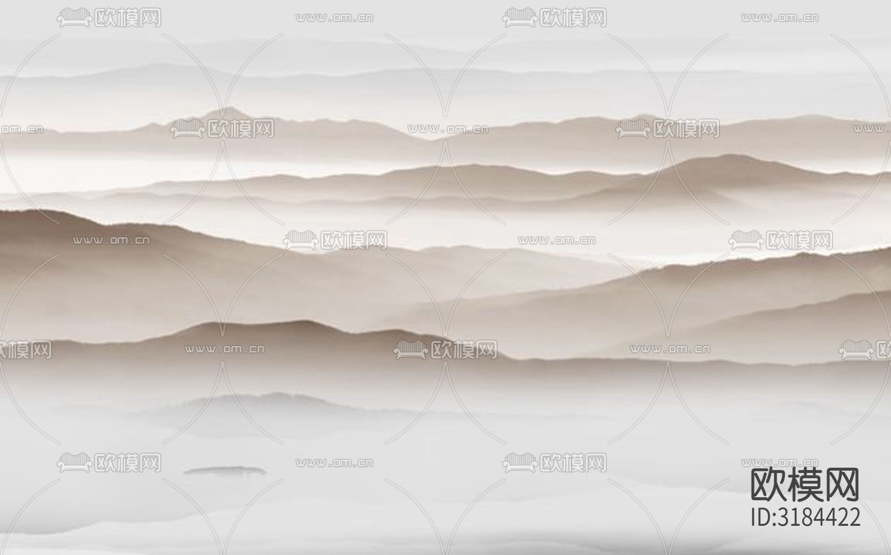 新中式山水壁纸贴图下载（渲染图1）