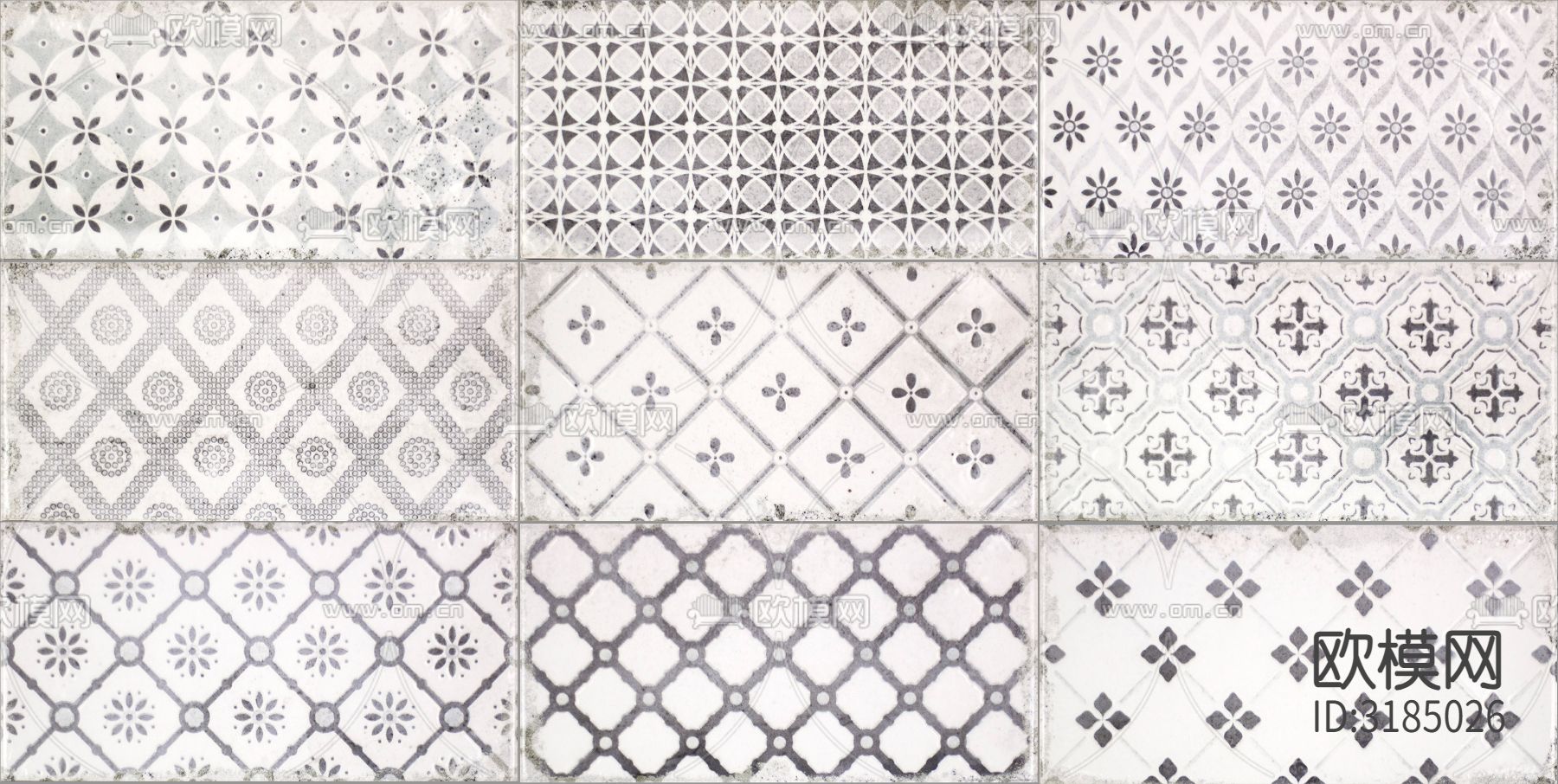 灰色现代简约花砖厨卫砖 马赛克贴图下载