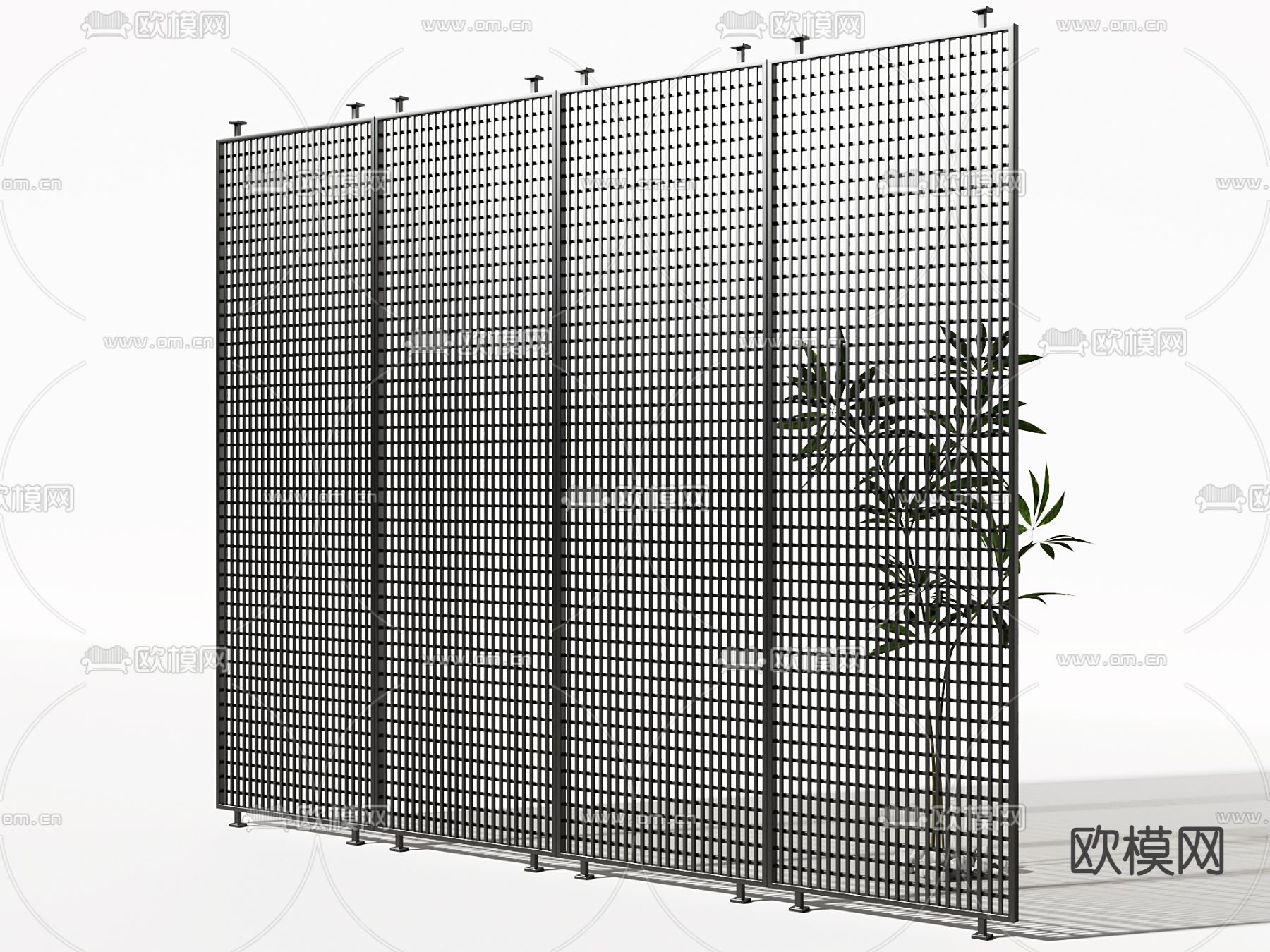工业风铁艺隔断su模型下载（渲染图1）