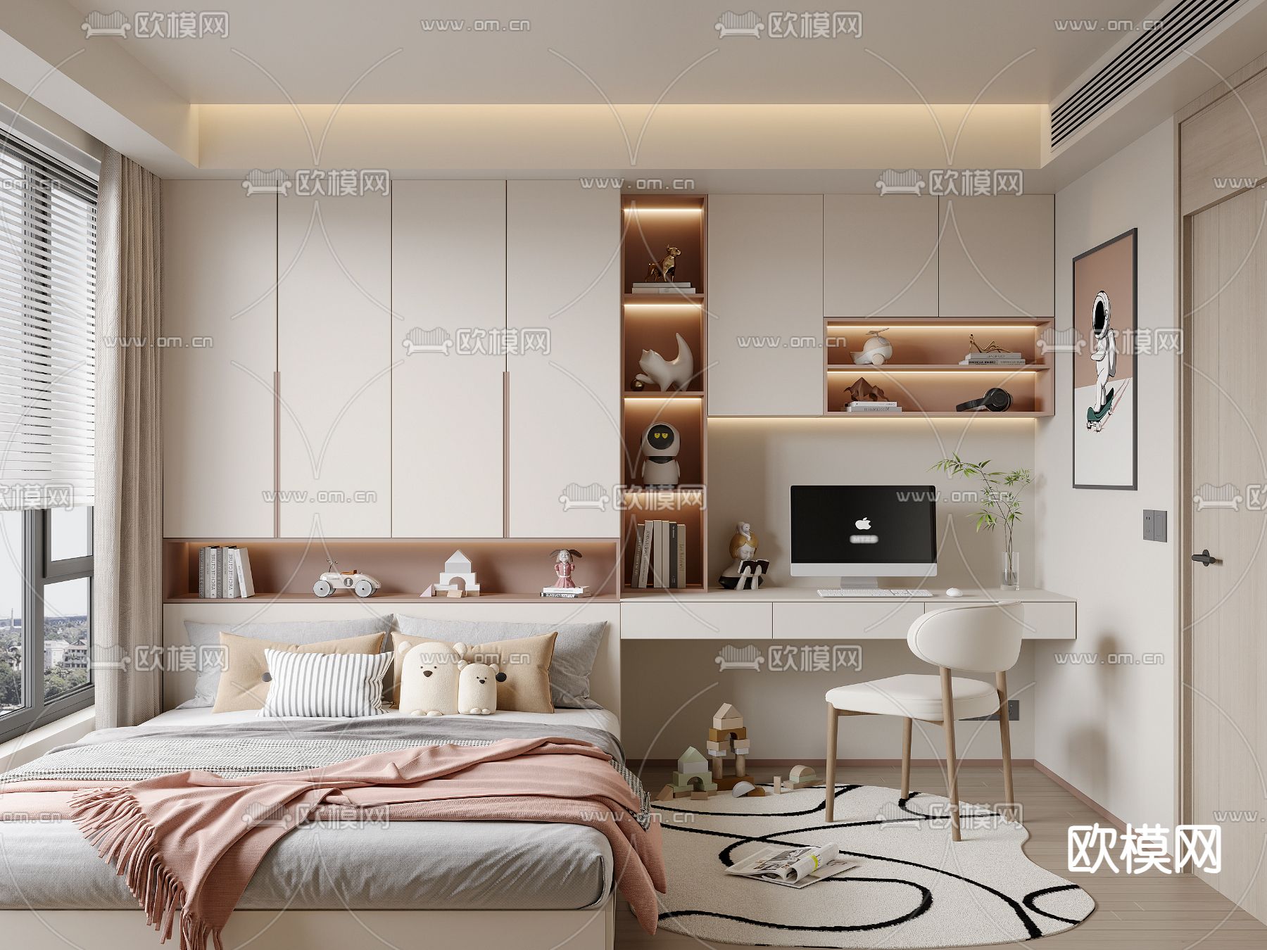 现代榻榻米卧室3d模型下载