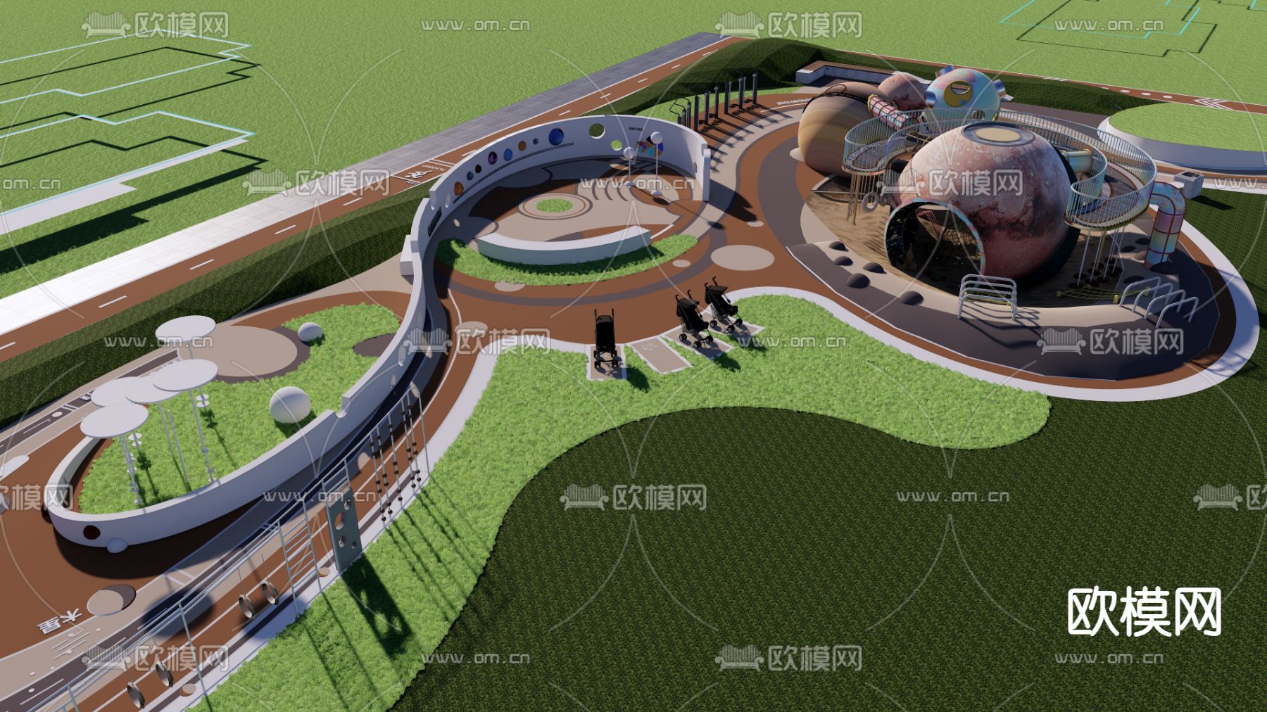 现代星球主题儿童乐园su模型下载（渲染图3）