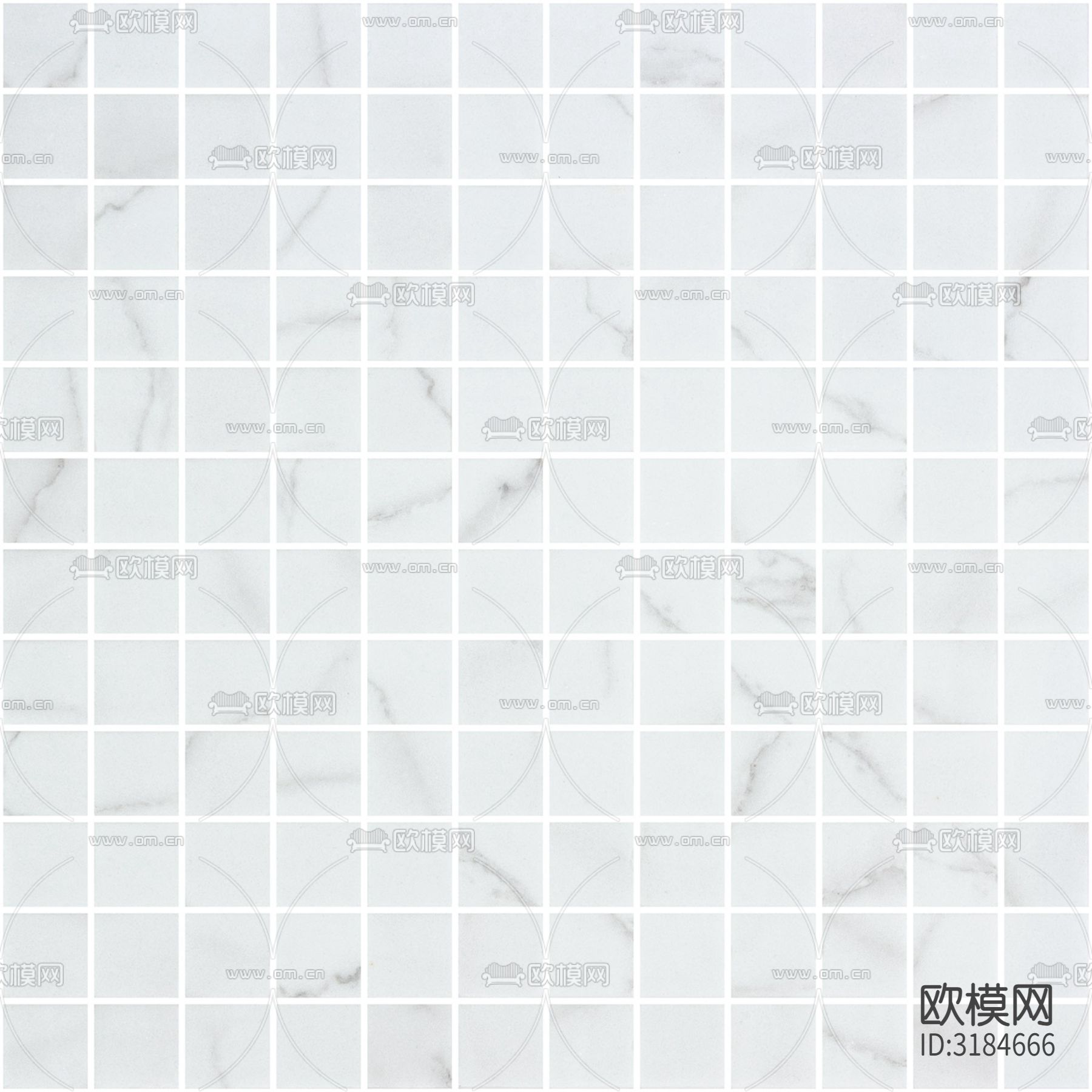 白色高级马赛克瓷砖贴图下载（渲染图2）