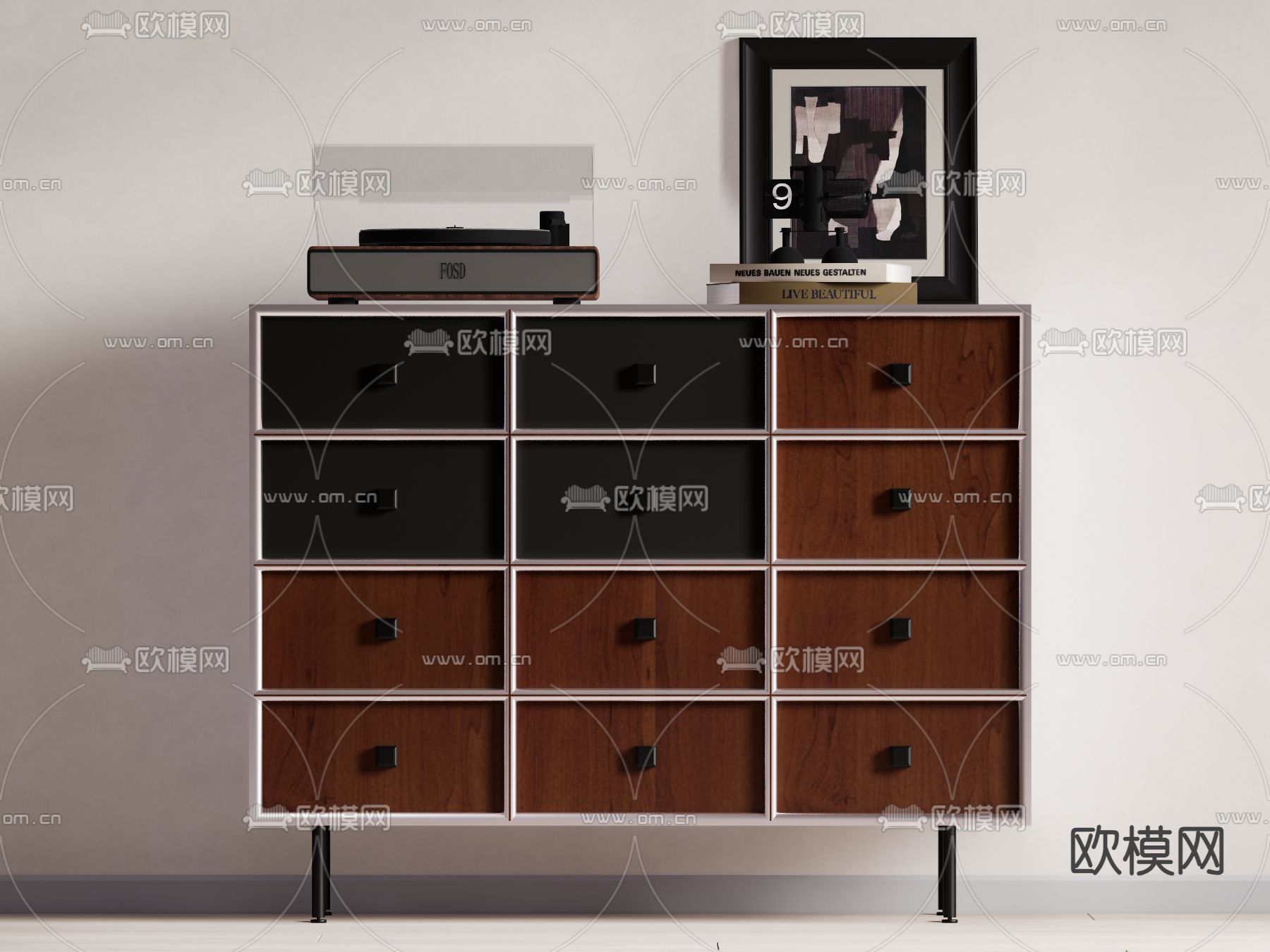 中古风储物柜su模型下载（渲染图2）