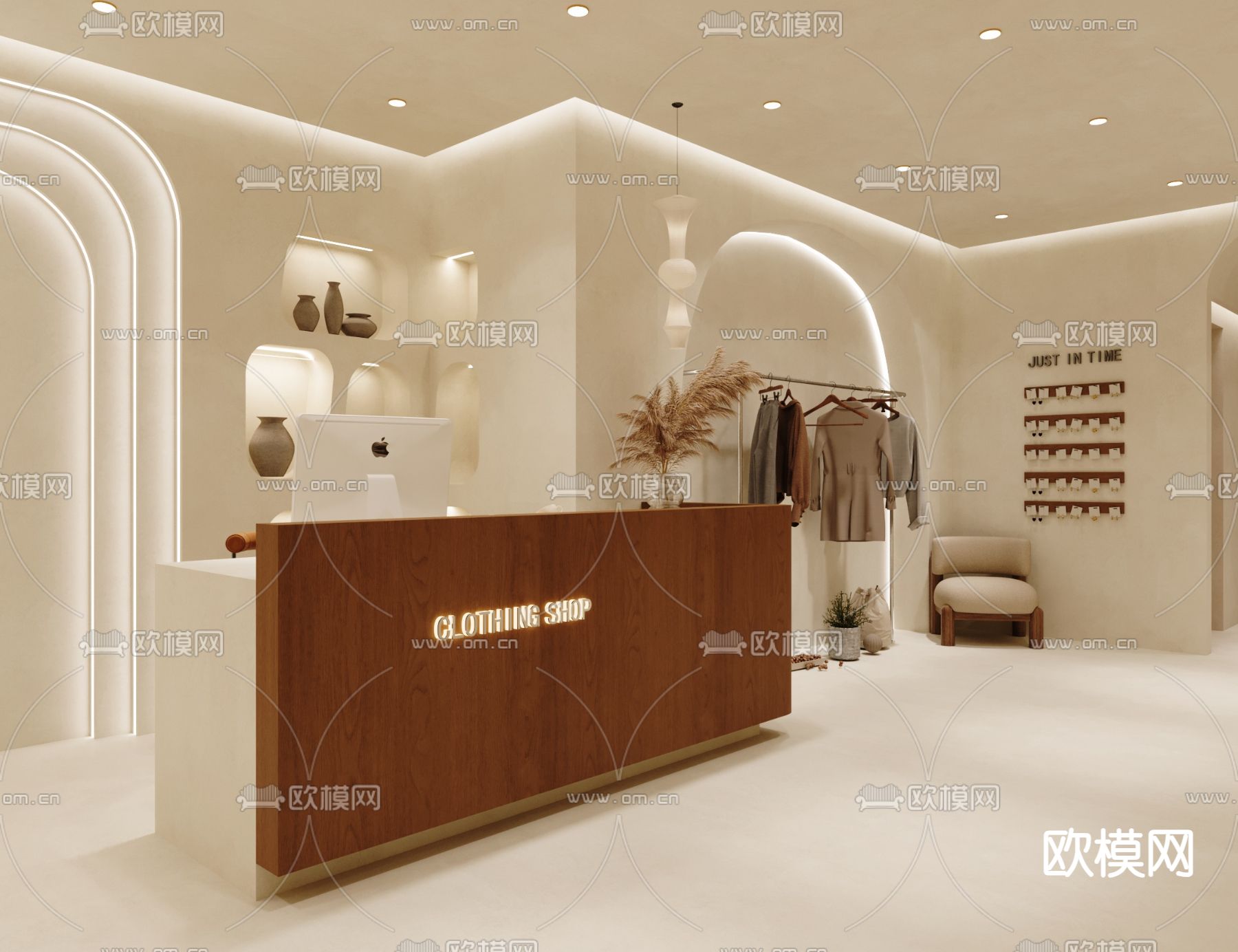 侘寂专卖店 服装店3d模型下载（渲染图2）