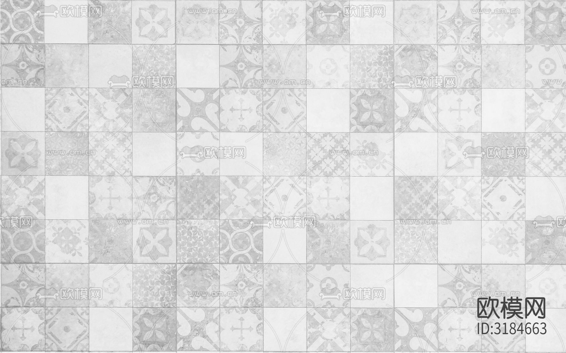 白色欧式马赛克瓷砖贴图下载