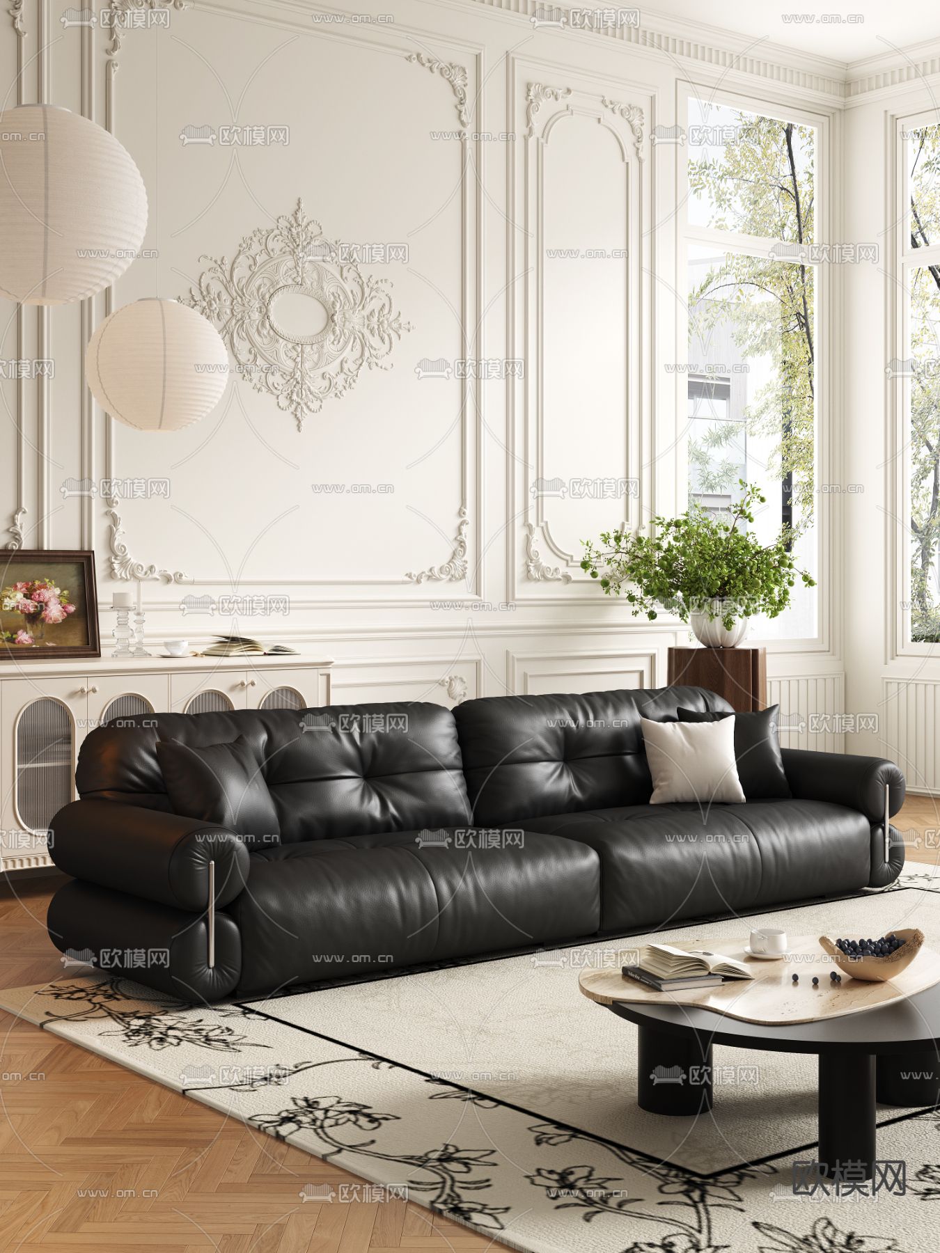 法式双人沙发su模型下载（渲染图2）