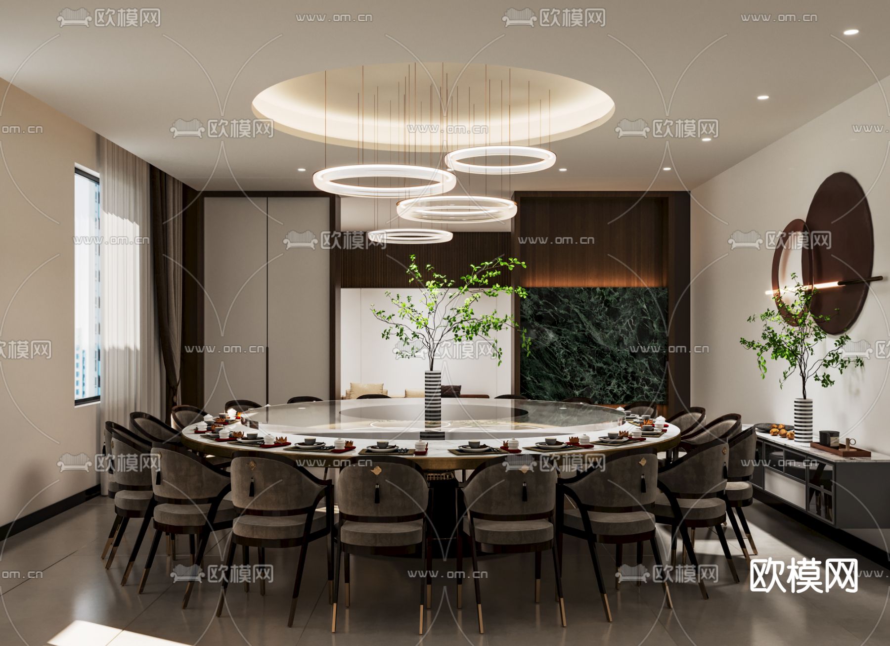 现代餐厅包间3d模型下载（渲染图3）
