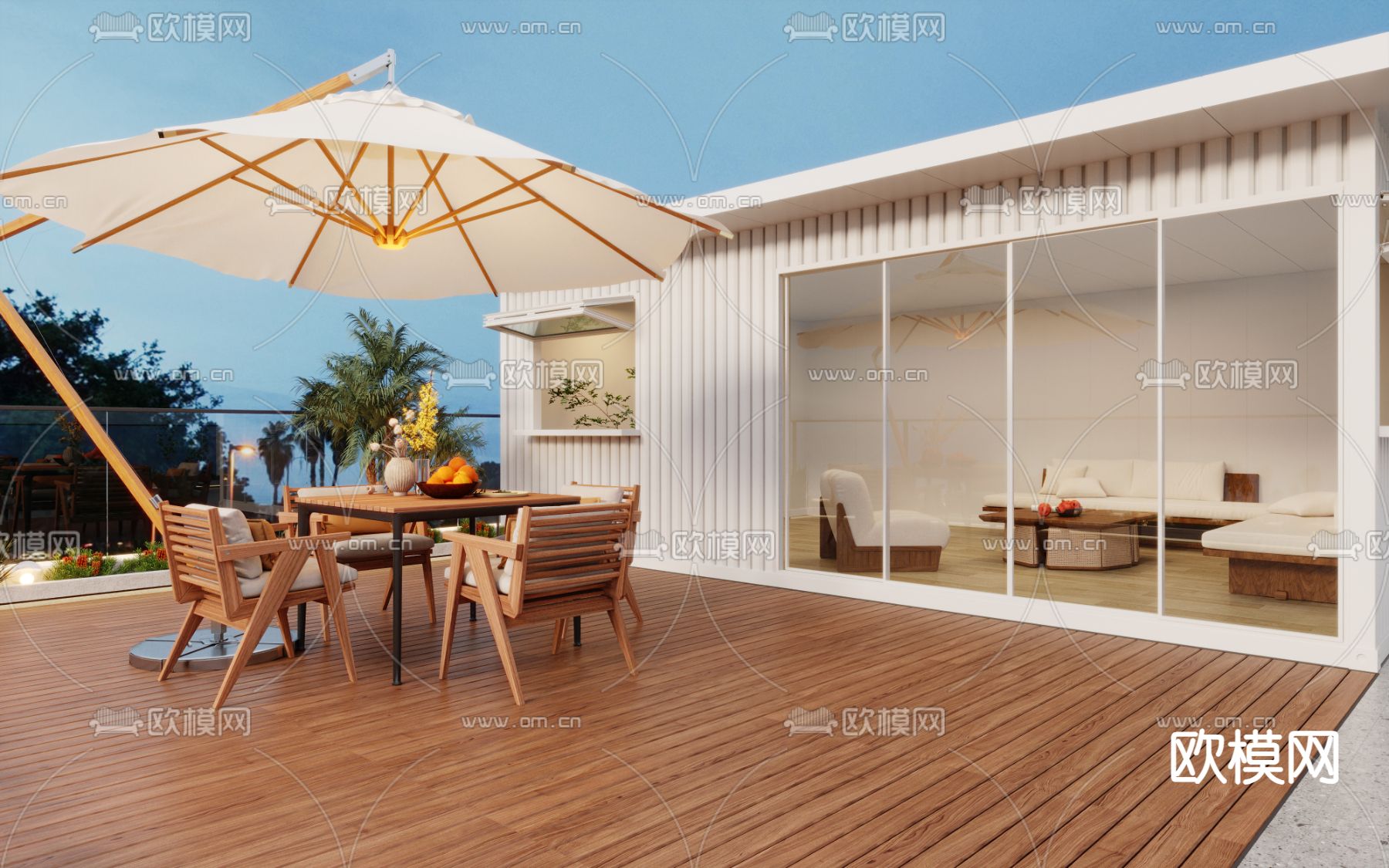 现代阳台 露台 屋顶花园3d模型下载（渲染图3）