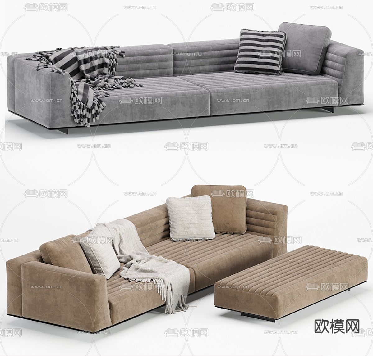 Minotti Roger现代双人沙发3d模型下载