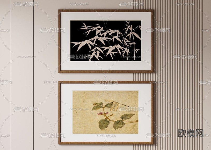 中古风装饰画 挂画3d模型下载