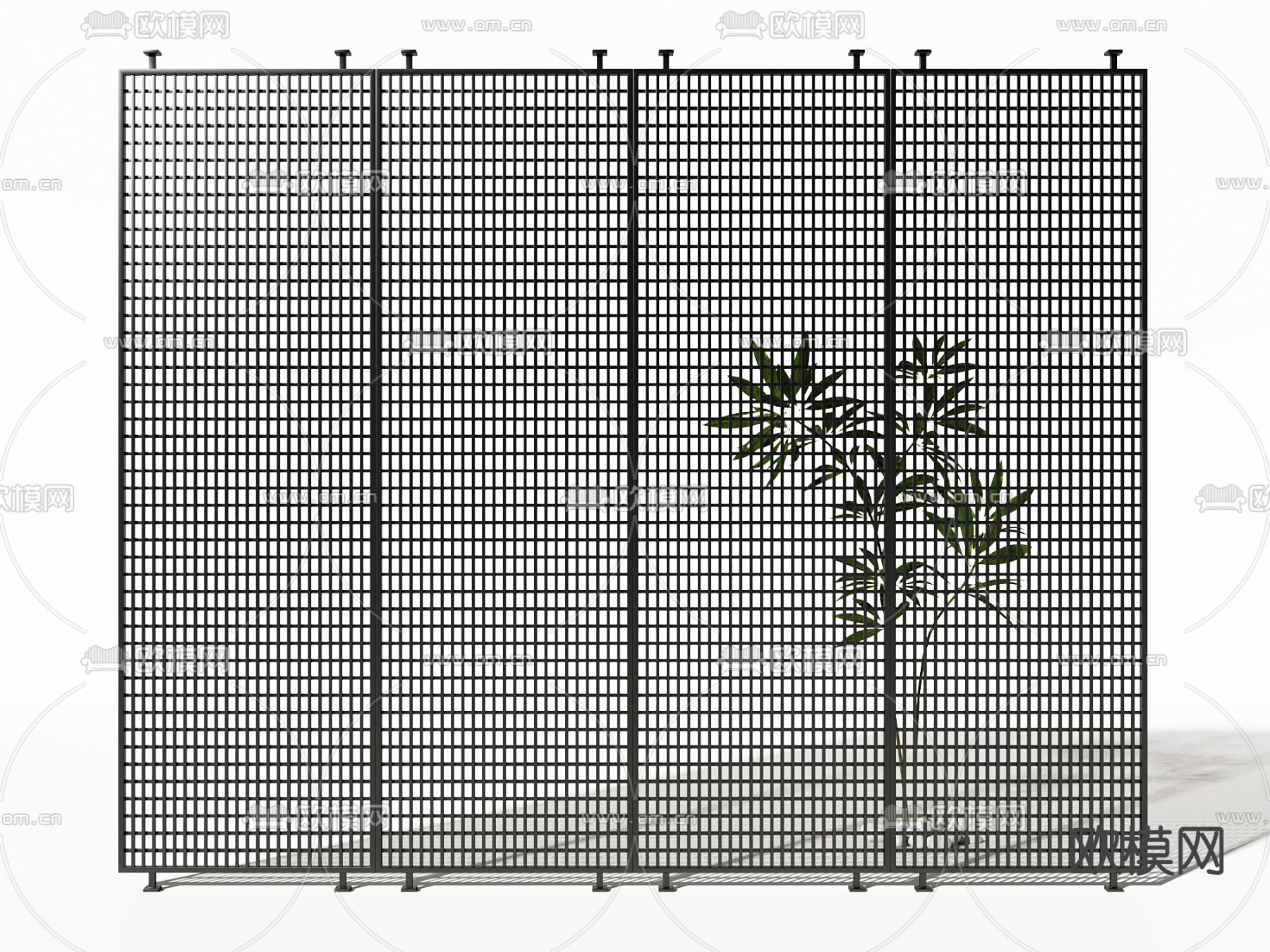 工业风铁艺隔断su模型下载（渲染图2）