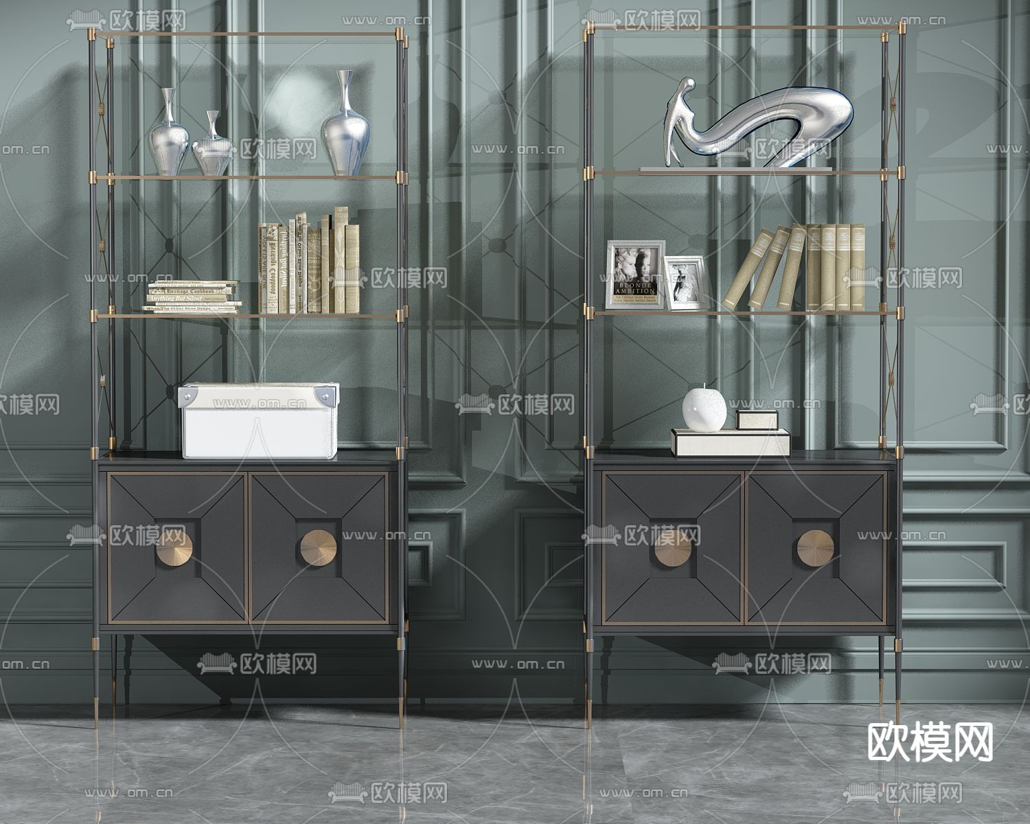 美式装饰柜3d模型下载