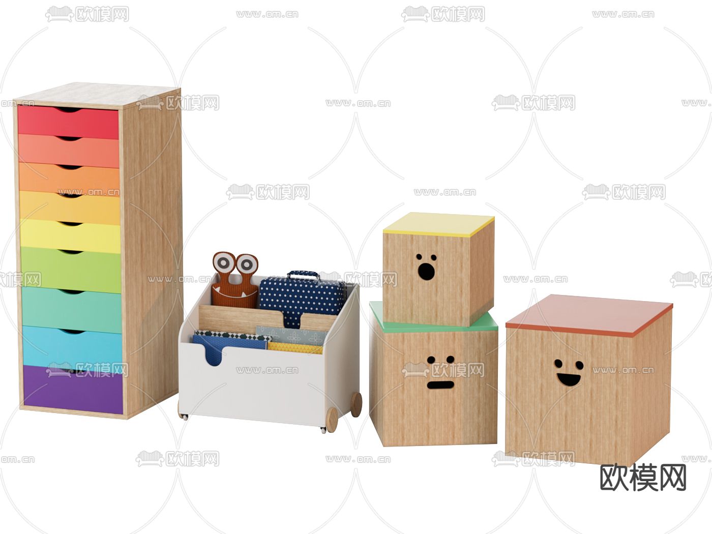 儿童储物柜 储物盒3d模型下载