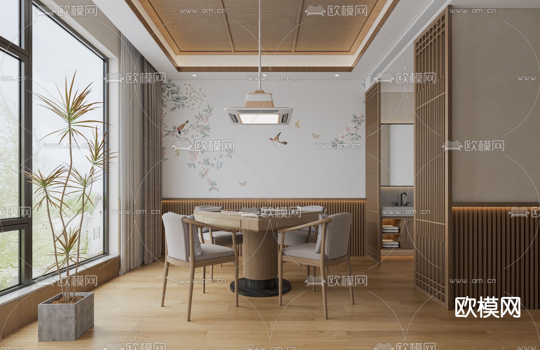 新中式麻将房3d模型下载