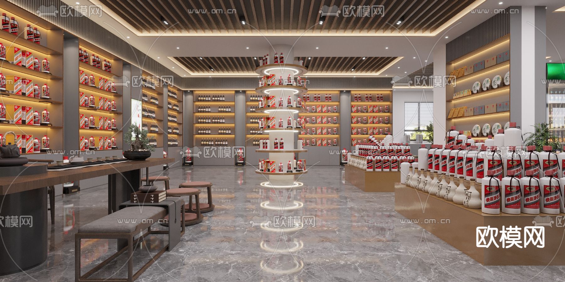 现代烟酒店3d模型下载（渲染图1）