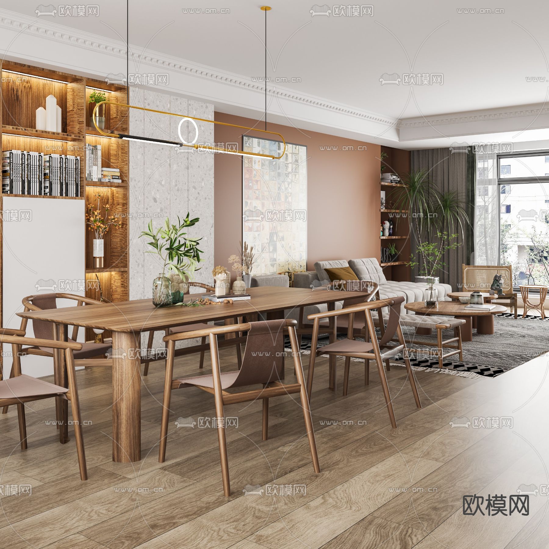 北欧客餐厅3d模型下载（渲染图3）