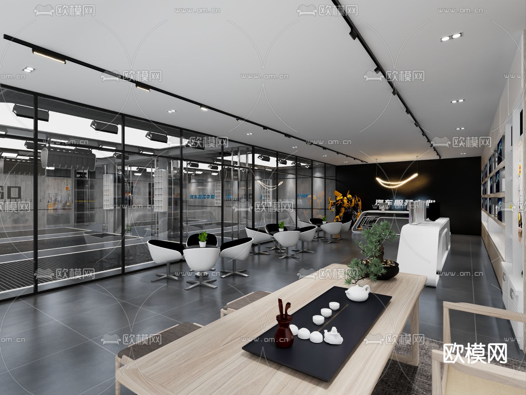 现代汽修店3d模型下载（渲染图3）