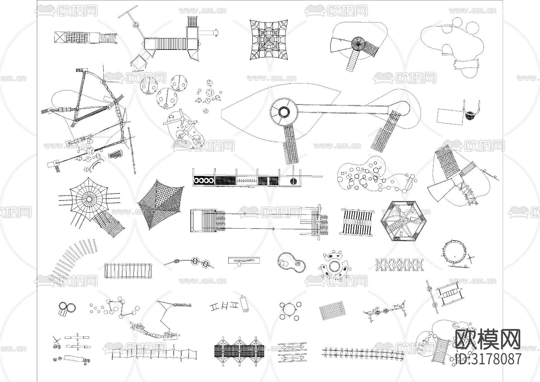 儿童户外拓展训练游乐设施CAD施工图下载