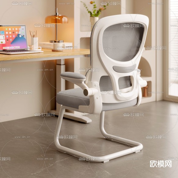 书桌椅 电脑椅 学习椅 弓形椅3d模型下载(渲染图1)