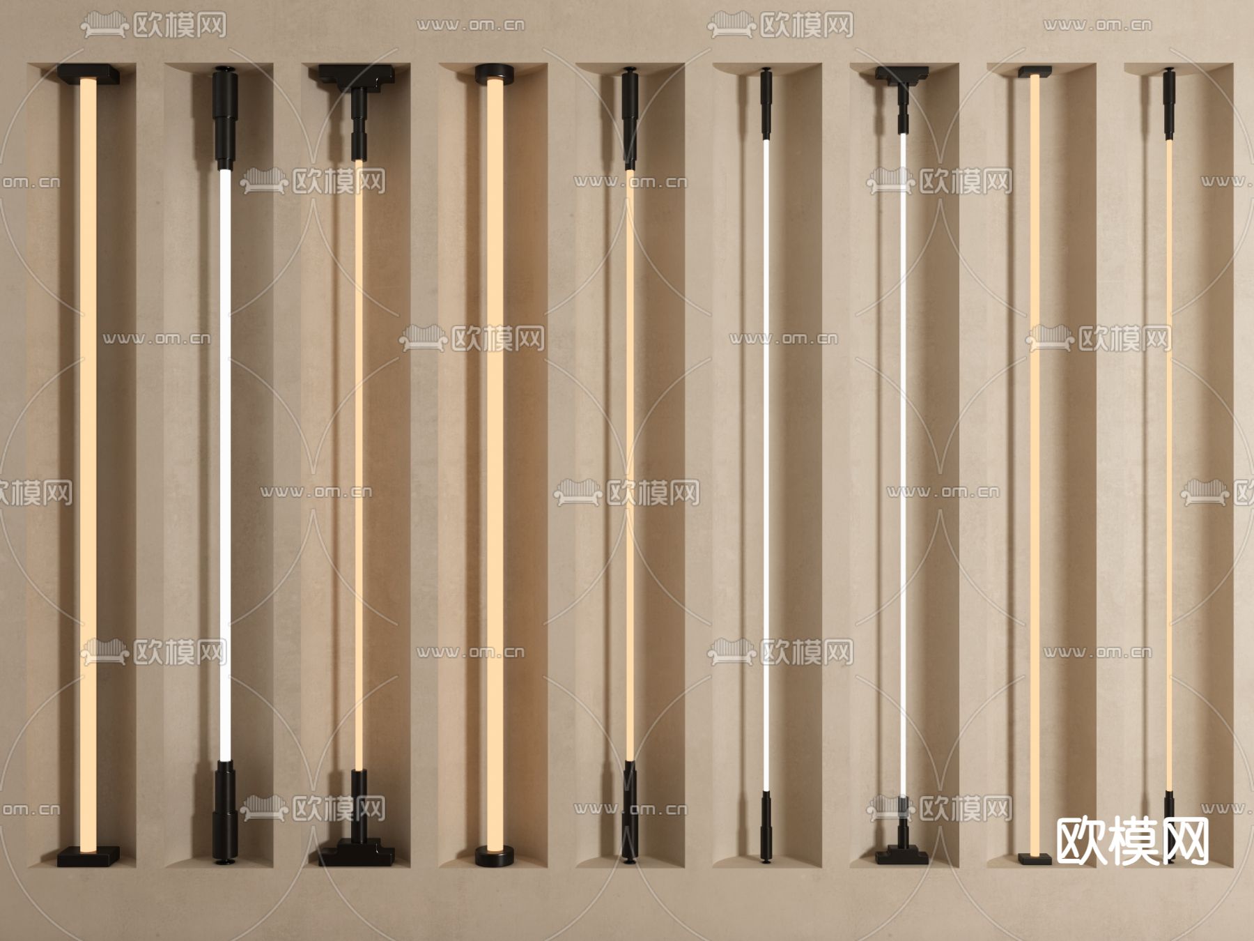 现代线形灯 钢带灯3d模型下载