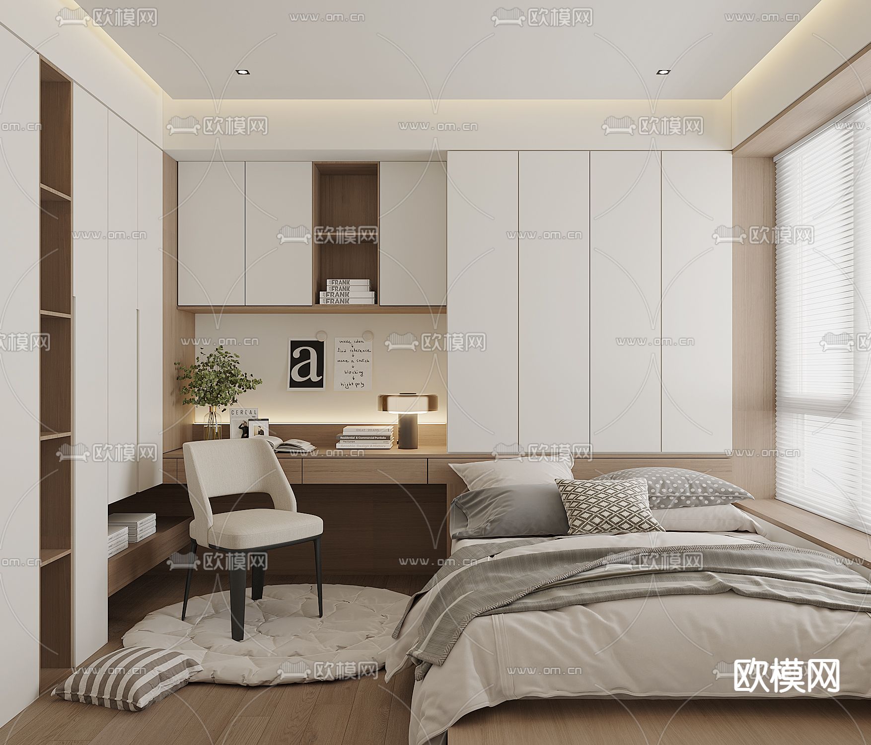 榻榻米卧室3d模型下载