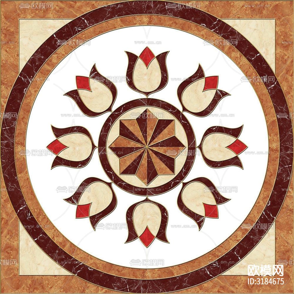 欧式拼花地砖瓷砖贴图下载（渲染图5）