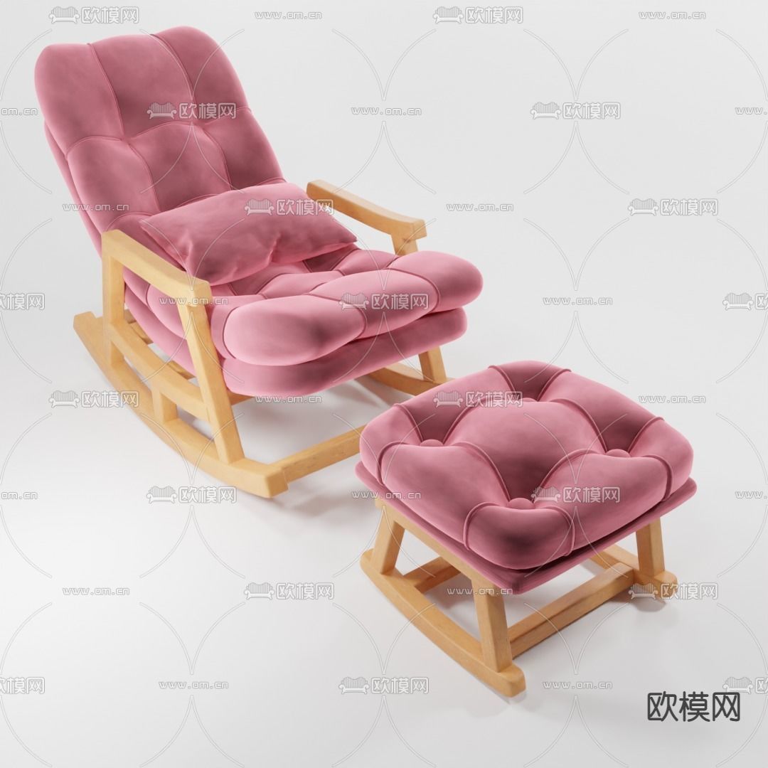 休闲沙发 躺椅 皮革躺椅3d模型下载（渲染图2）