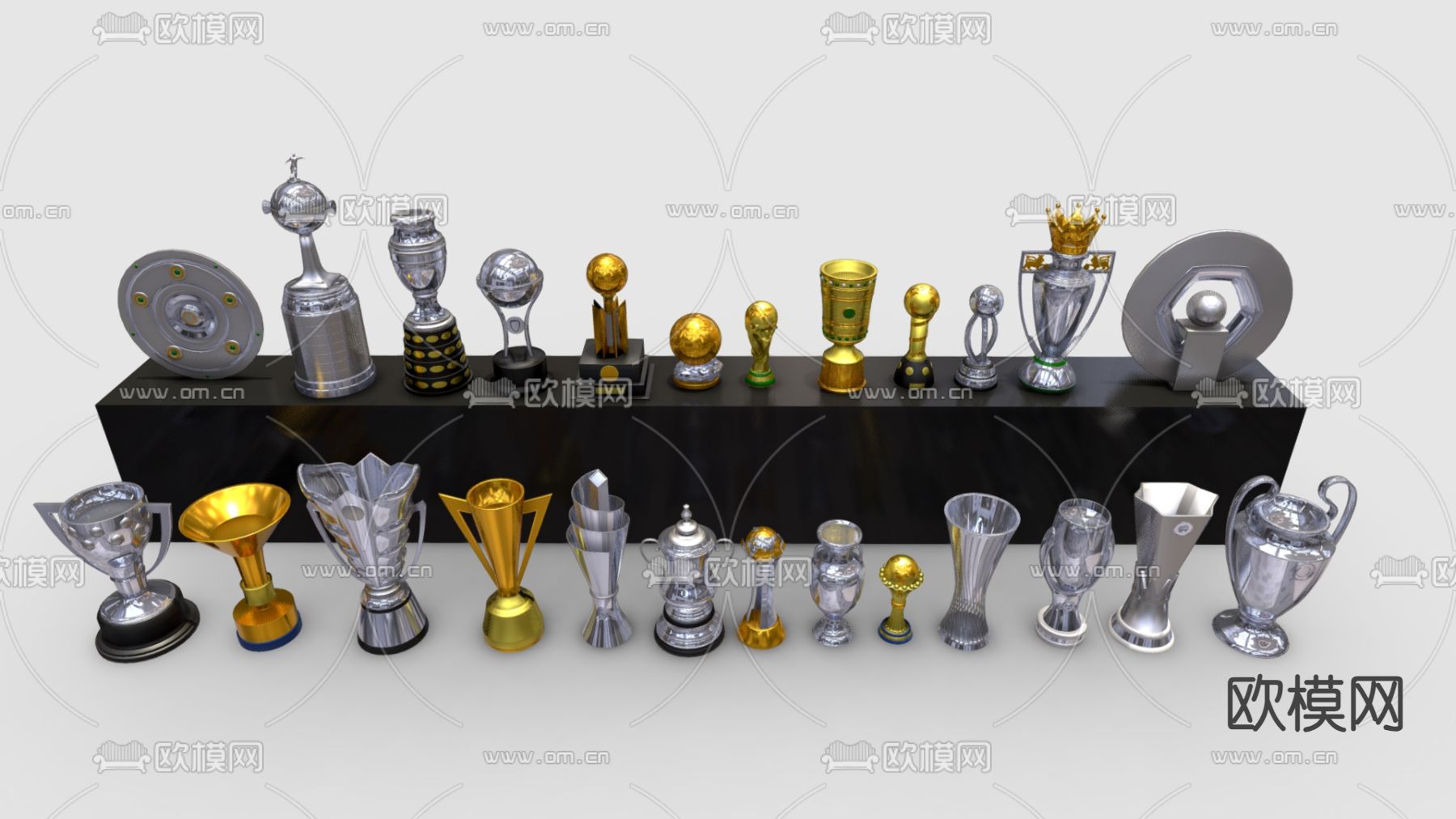 现代奖牌 奖杯su模型下载（渲染图2）