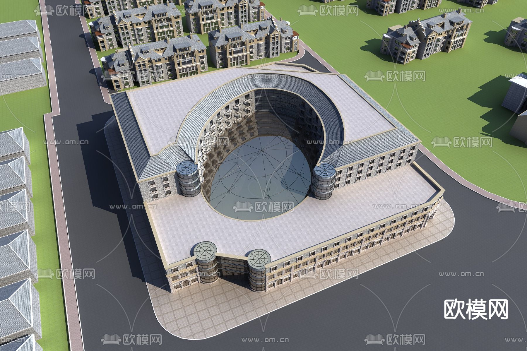 综合楼办公楼3d模型下载（渲染图1）