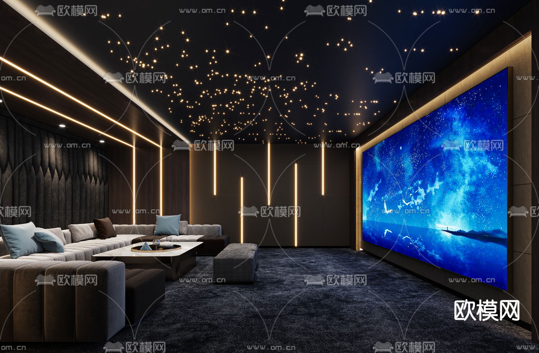 家庭影院 视听室 影音室3d模型下载