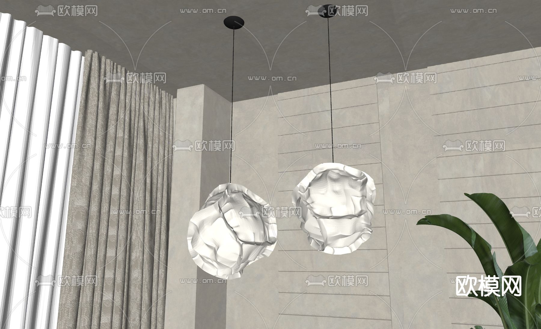 侘寂风吊灯su模型下载（渲染图1）