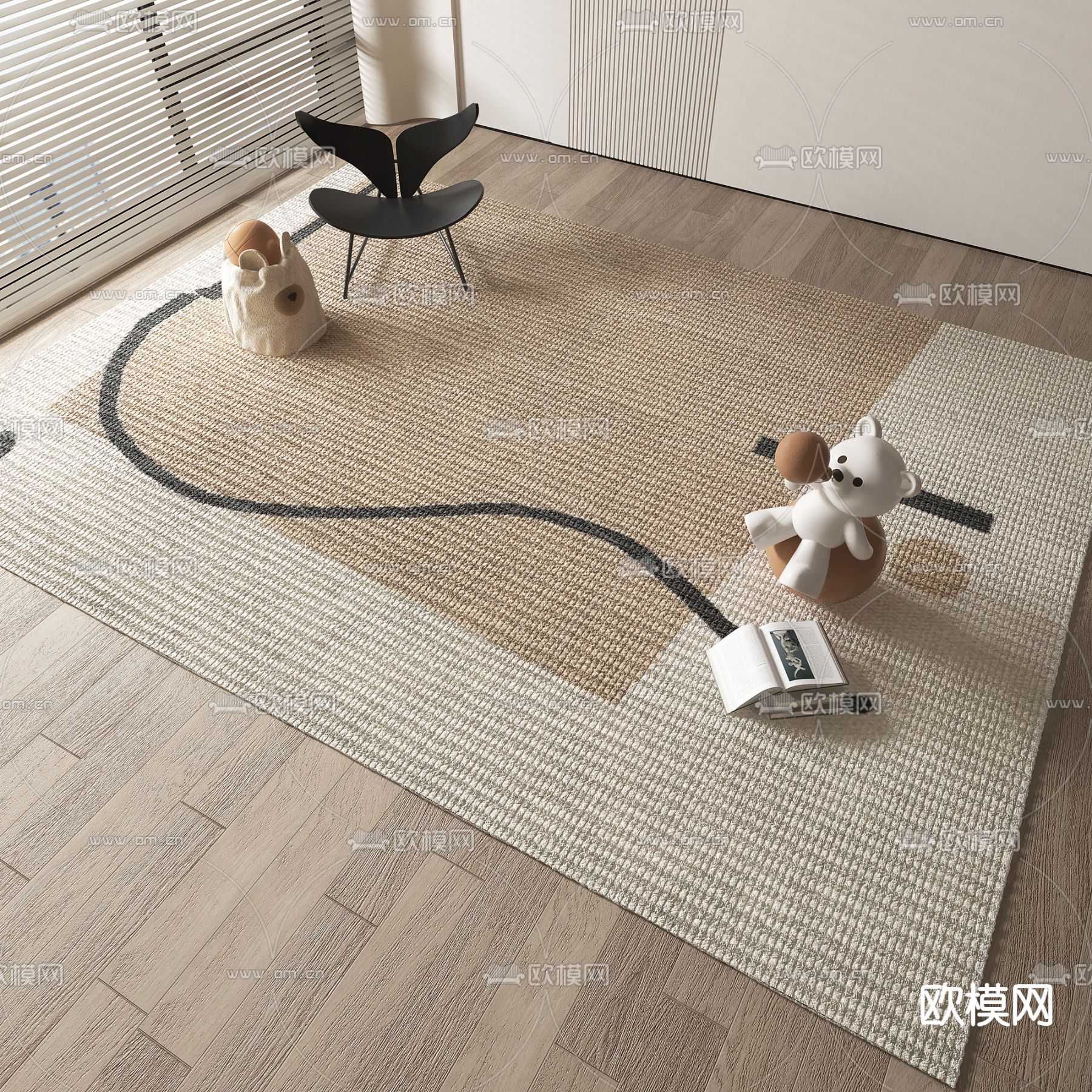 素色地毯3d模型下载