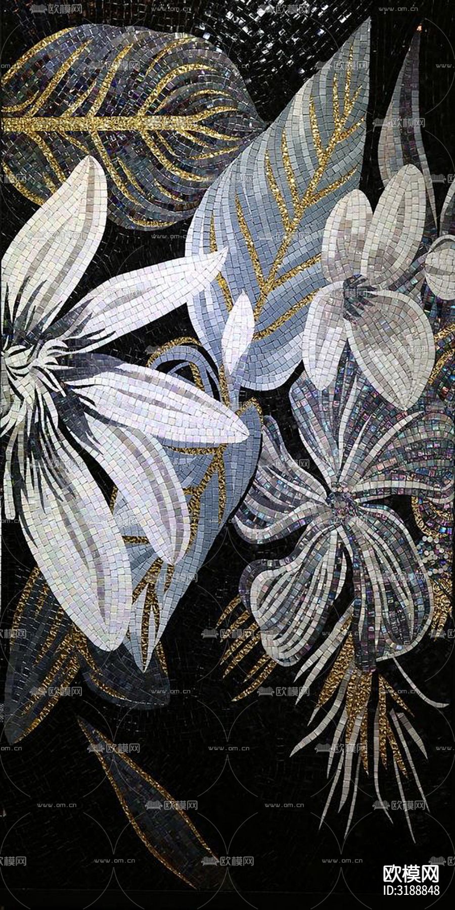 黑色花艺马赛克厨卫 马赛克贴图下载